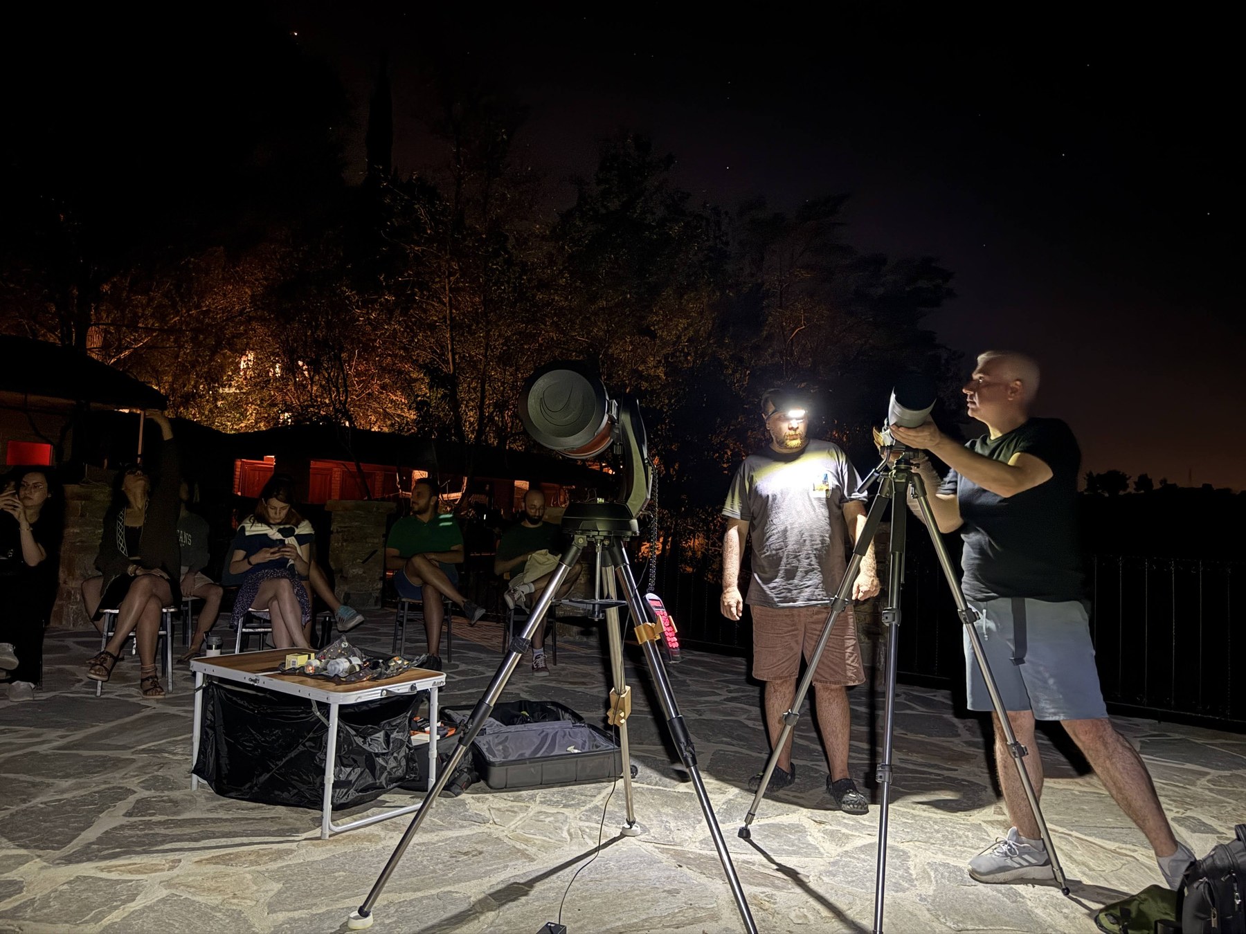 Participants observing with telescopes during the 2025 GNV camp