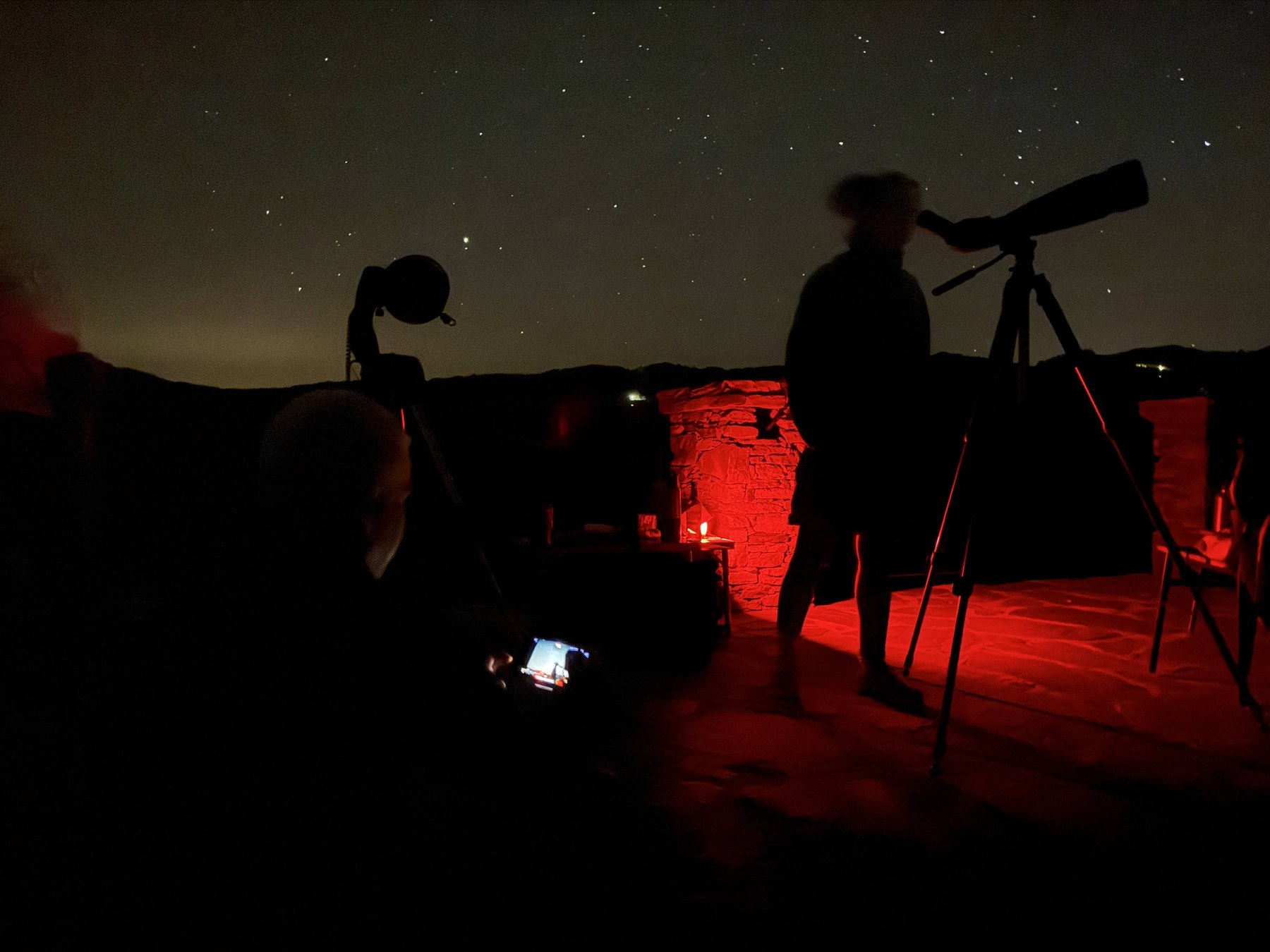 Night observation in red light during the 2025 camp